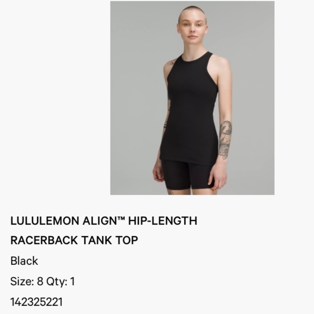 1 lululemon tank top purchased in may 2022.
